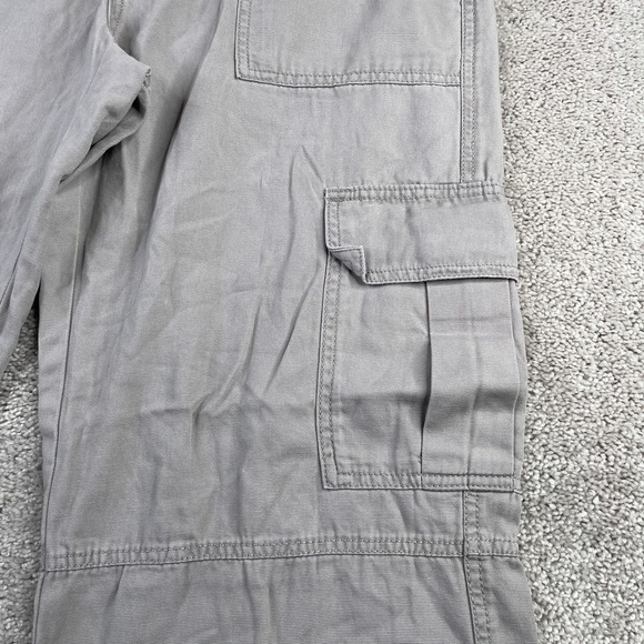 Aeropostale Pants Womens Medium Short Grey Canvas Utility Cargo Wide Leg Baggy - Picture 3 of 16